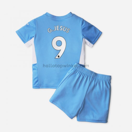 Manchester City Voetbalshirt Gabriel Jesus 9 Kleuters/Kids Thuis Tenue 2021-2022 Korte Mouw