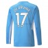 Manchester City Voetbalshirt Kevin De Bruyne 17 Thuis Tenue 2021-2022 Lange Mouw