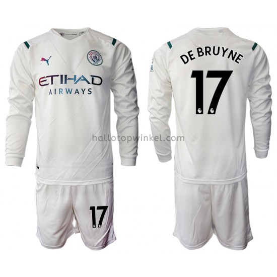 Manchester City Voetbalshirt Kevin De Bruyne 17 Kleuters/Kids Uit Tenue 2021-2022 Lange Mouw