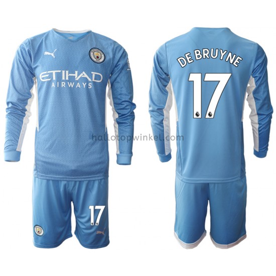Manchester City Voetbalshirt Kevin De Bruyne 17 Kleuters/Kids Thuis Tenue 2021-2022 Lange Mouw
