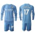 Manchester City Voetbalshirt Kevin De Bruyne 17 Kleuters/Kids Thuis Tenue 2021-2022 Lange Mouw