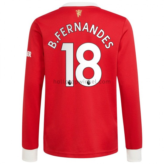 Manchester United Voetbalshirt Bruno Fernandes 18 Thuis Tenue 2021-2022 Lange Mouw