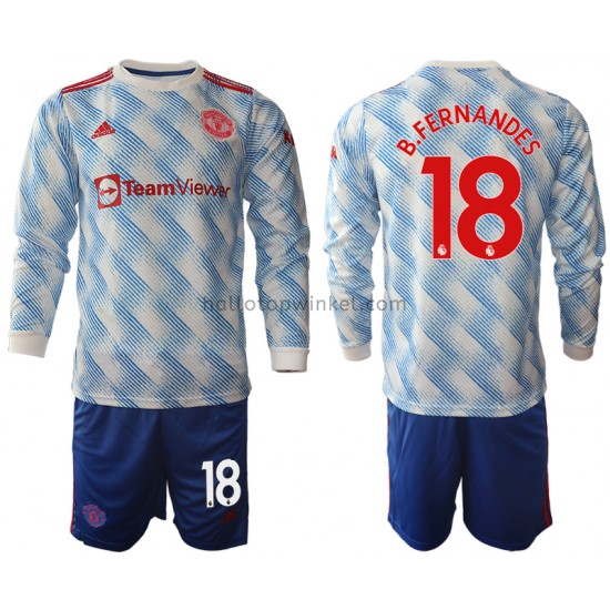 Manchester United Voetbalshirt Bruno Fernandes 18 Kleuters/Kids Uit Tenue 2021-2022 Lange Mouw