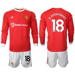 Manchester United Voetbalshirt Bruno Fernandes 18 Kleuters/Kids Thuis Tenue 2021-2022 Lange Mouw