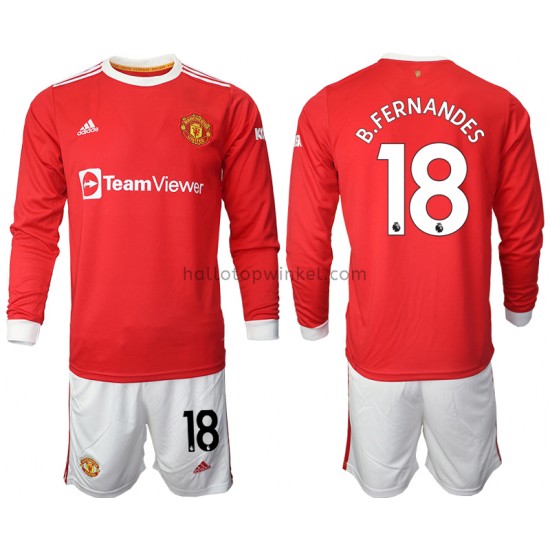 Manchester United Voetbalshirt Bruno Fernandes 18 Kleuters/Kids Thuis Tenue 2021-2022 Lange Mouw