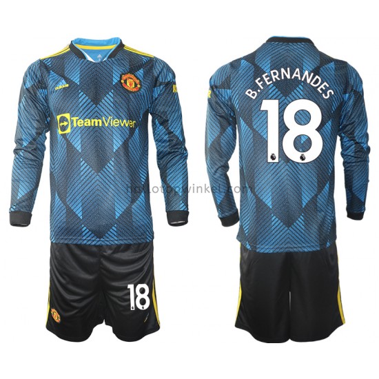 Manchester United Voetbalshirt Bruno Fernandes 18 Kleuters/Kids Derde Tenue 2021-2022 Lange Mouw