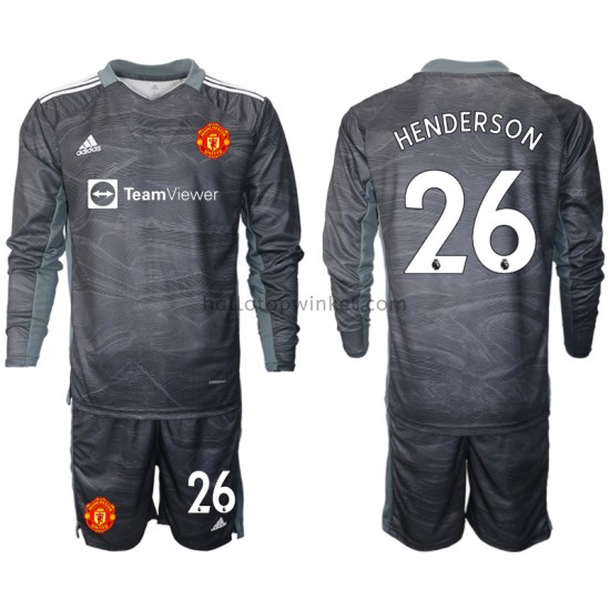 Manchester United Voetbalshirt Dean Henderson 26 Doelman Kleuters/Kids Uit Tenue 2021-2022 Lange Mouw