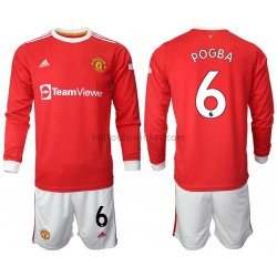 Manchester United Voetbalshirt Paul Pogba 6 Kleuters/Kids Thuis Tenue 2021-2022 Lange Mouw