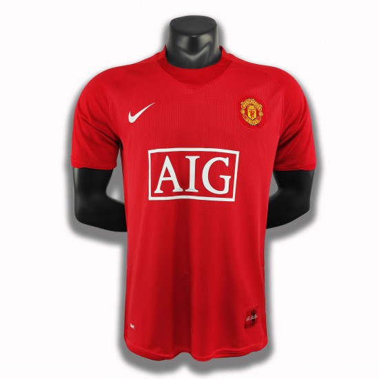 Manchester United Voetbalshirt Retro Thuis Tenue 2007-2008 Korte Mouw