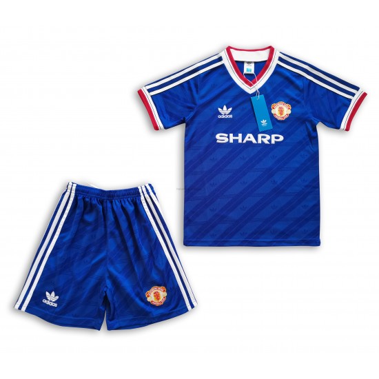 Manchester United Voetbalshirt Retro Kleuters/Kids Uit Tenue 1986 Korte Mouw