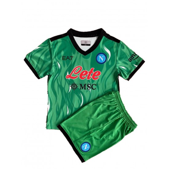 SSC Napoli Voetbalshirt Doelman Kleuters/Kids Thuis Tenue 2021-2022 Korte Mouw