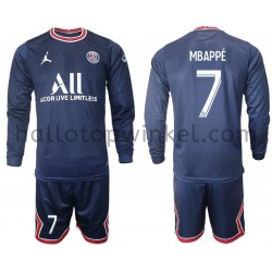Paris Saint-Germain Voetbalshirt Mbappé 7 Kleuters/Kids Thuis Tenue 2021-2022 Lange Mouw
