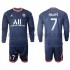 Paris Saint-Germain Voetbalshirt Mbappé 7 Kleuters/Kids Thuis Tenue 2021-2022 Lange Mouw