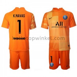 Paris Saint-Germain Voetbalshirt Doelman Keylor Navas 1 Kleuters/Kids Thuis Tenue 2021-2022 Korte Mouw