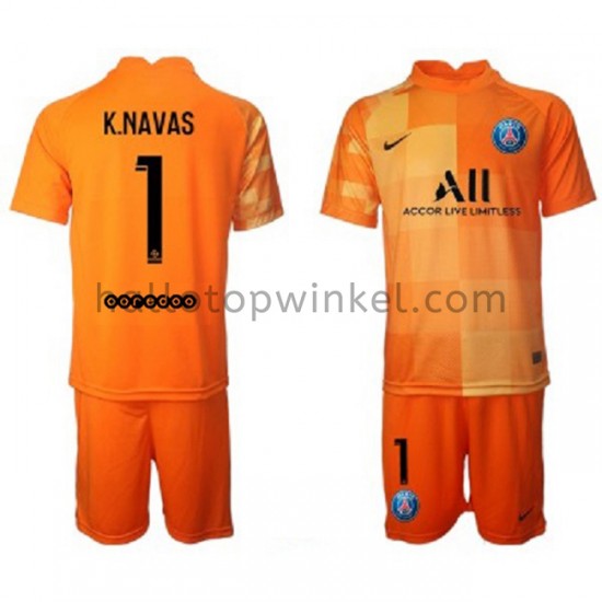 Paris Saint-Germain Voetbalshirt Doelman Keylor Navas 1 Kleuters/Kids Thuis Tenue 2021-2022 Korte Mouw