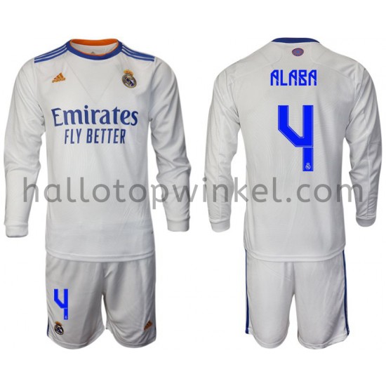 Real Madrid Voetbalshirt Alaba 4 Kleuters/Kids Thuis Tenue 2021-2022 Lange Mouw