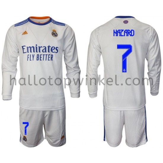 Real Madrid Voetbalshirt Hazard 7 Kleuters/Kids Thuis Tenue 2021-2022 Lange Mouw