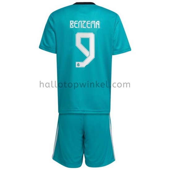 Real Madrid Voetbalshirt Karim Benzema 9 Kleuters/Kids Derde Tenue 2021-2022 Korte Mouw