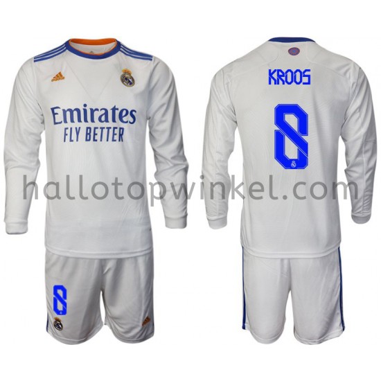 Real Madrid Voetbalshirt Kroos 8 Kleuters/Kids Thuis Tenue 2021-2022 Lange Mouw