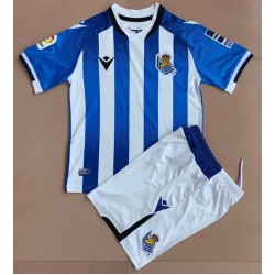 Real Sociedad Voetbalshirt Kleuters/Kids Thuis Tenue 2021-2022 Korte Mouw