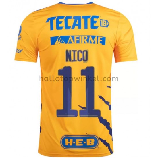 Tigres UANL Voetbalshirt Nico Lopez 11 Thuis Tenue 2021-2022 Korte Mouw
