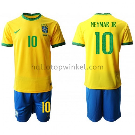 Brazilië Voetbalshirt Neymar JR 10 Kleuters/Kids Thuis Tenue 2020-2021 Korte Mouw