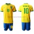 Brazilië Voetbalshirt Neymar JR 10 Kleuters/Kids Thuis Tenue 2020-2021 Korte Mouw