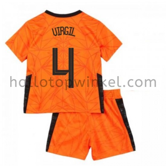 Nederland Voetbalshirt Virgil van Dijk 4 Kleuters/Kids Thuis Tenue EK 2020 Korte Mouw