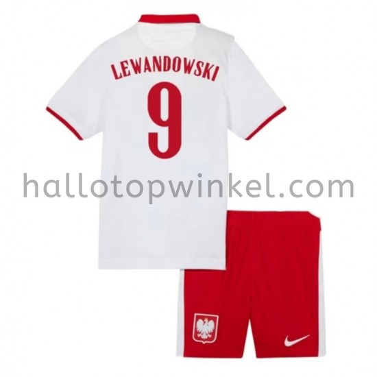 Polen Voetbalshirt Robert Lewandowski 9 Kleuters/Kids Thuis Tenue EK 2020 Korte Mouw