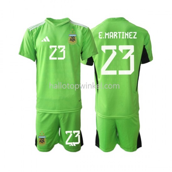 Argentinië Voetbalshirt Emiliano Martinez 23 Doelman Kleuters/Kids Thuis Tenue WK 2022 Korte Mouw