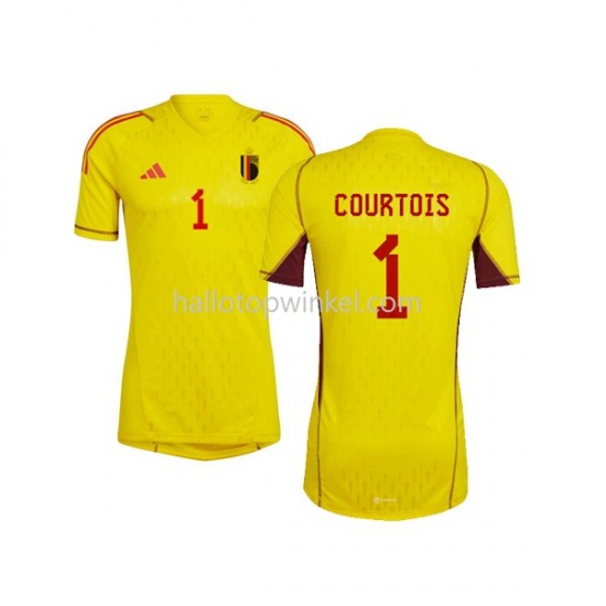België Voetbalshirt Courtois 1 Doelman Heren Uit Tenue WK 2022 Korte Mouw