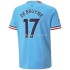 Manchester City Voetbalshirt De Bruyne 17 Thuis Tenue 2022-2023 Korte Mouw