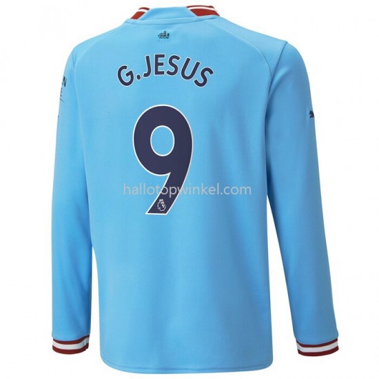 Manchester City Voetbalshirt G.Jesus 9 Thuis Tenue 2022-2023 Lange Mouw