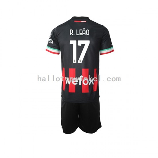 AC Milan Voetbalshirt Rafael Leao 17 Kleuters/Kids Thuis Tenue 2022-2023 Korte Mouw