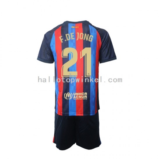 FC Barcelona Voetbalshirt Frenkie de Jong 21 Kleuters/Kids Thuis Tenue 2022-2023 Korte Mouw