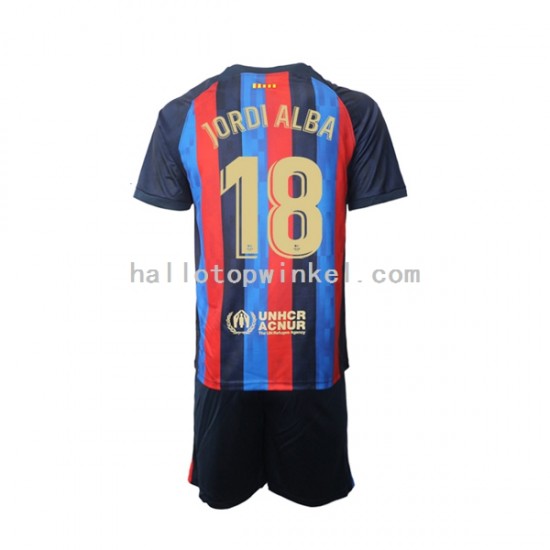 FC Barcelona Voetbalshirt Jordi Alba 18 Kleuters/Kids Thuis Tenue 2022-2023 Korte Mouw