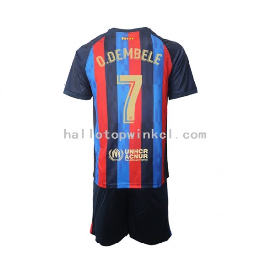 FC Barcelona Voetbalshirt Ousmane Dembele 7 Kleuters/Kids Thuis Tenue 2022-2023 Korte Mouw