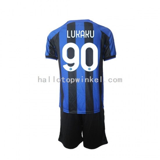 Inter Milan Voetbalshirt Romelu Lukaku 90 Kleuters/Kids Thuis Tenue 2022-2023 Korte Mouw