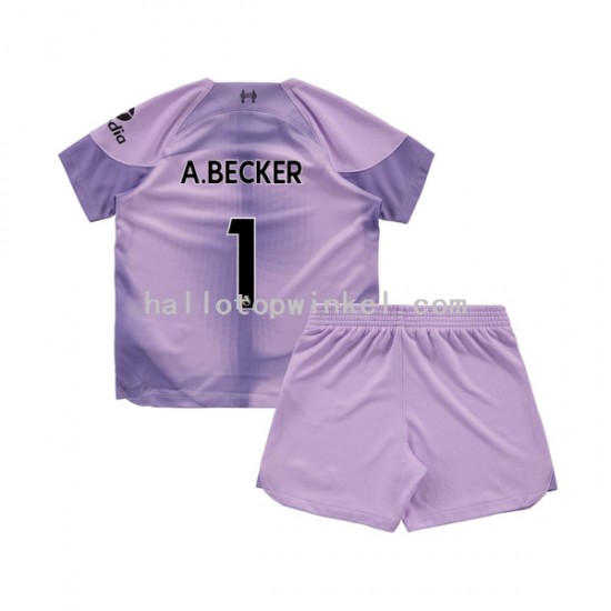 Liverpool Voetbalshirt Alisson Becker 1 Doelman Kleuters/Kids Thuis Tenue 2022-2023 Korte Mouw