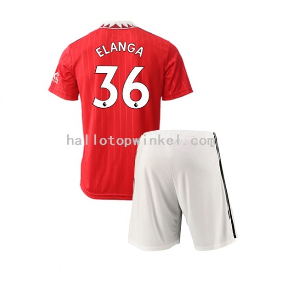Manchester United Voetbalshirt Elanga 36 Kleuters/Kids Thuis Tenue 2022-2023 Korte Mouw