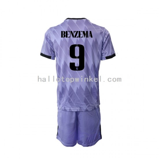 Real Madrid Voetbalshirt Karim Benzema 9 Kleuters/Kids Uit Tenue 2022-2023 Korte Mouw
