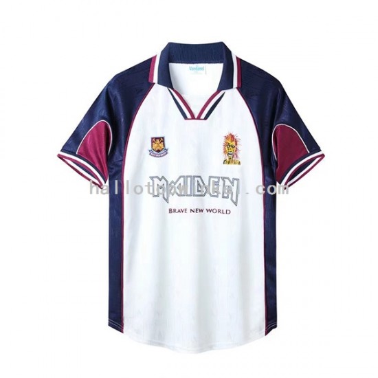 West Ham United Voetbalshirt Iron Maiden Retro Heren Uit Tenue 1999 Korte Mouw