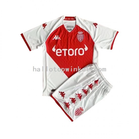 AS Monaco Voetbalshirt Kleuters/Kids Thuis Tenue 2022-2023 Korte Mouw