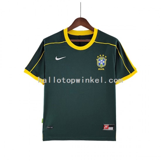 Brazilië Voetbalshirt 1998 Doelman Retro Heren Uit Tenue Korte Mouw