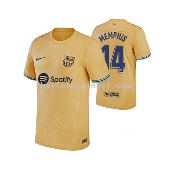 FC Barcelona Voetbalshirt Memphis Depay 14 Heren Uit Tenue 2022-2023 Korte Mouw