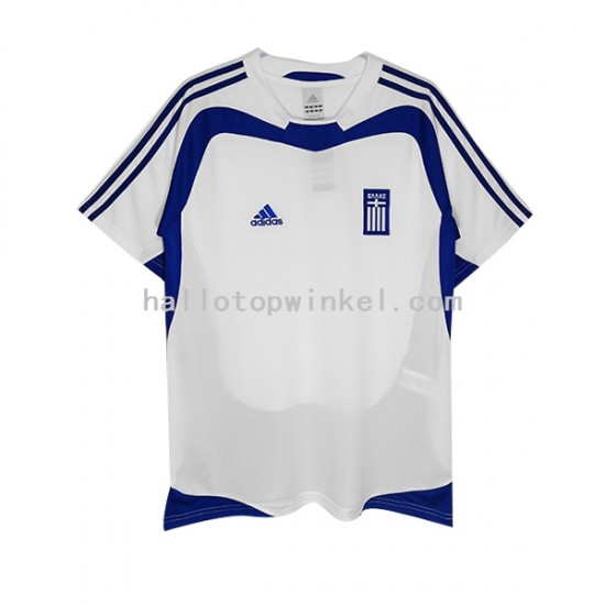 Griekenland Voetbalshirt Retro Heren Thuis Tenue 2004 Korte Mouw
