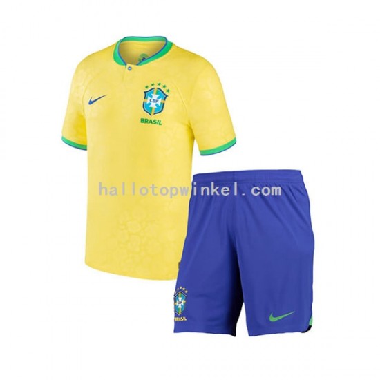 Brazilië Voetbalshirt Kleuters/Kids Thuis Tenue WK 2022 Korte Mouw