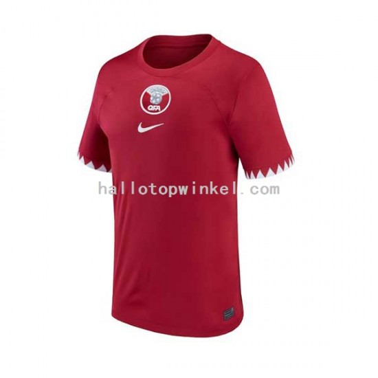 Qatar Voetbalshirt Heren Thuis Tenue WK 2022 Korte Mouw