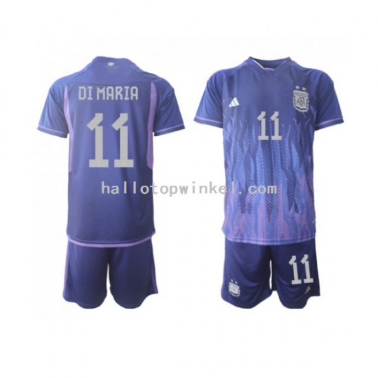 Argentinië Voetbalshirt Di Maria 11 Kleuters/Kids Uit Tenue WK 2022 Korte Mouw
