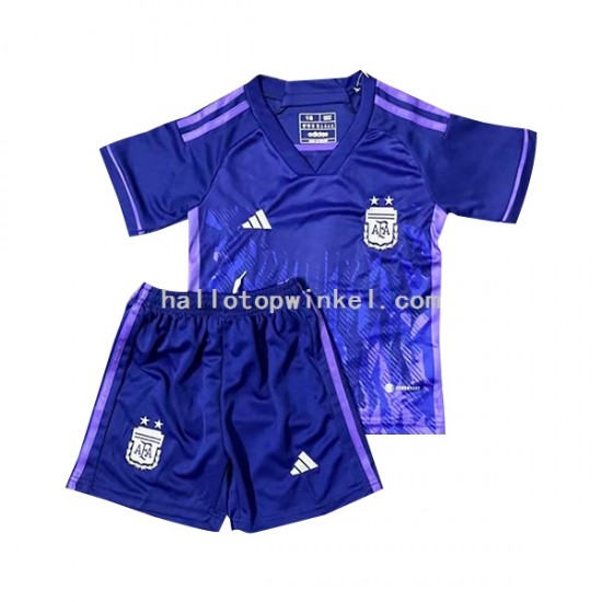 Argentinië Voetbalshirt Kleuters/Kids Uit Tenue WK 2022 Korte Mouw
